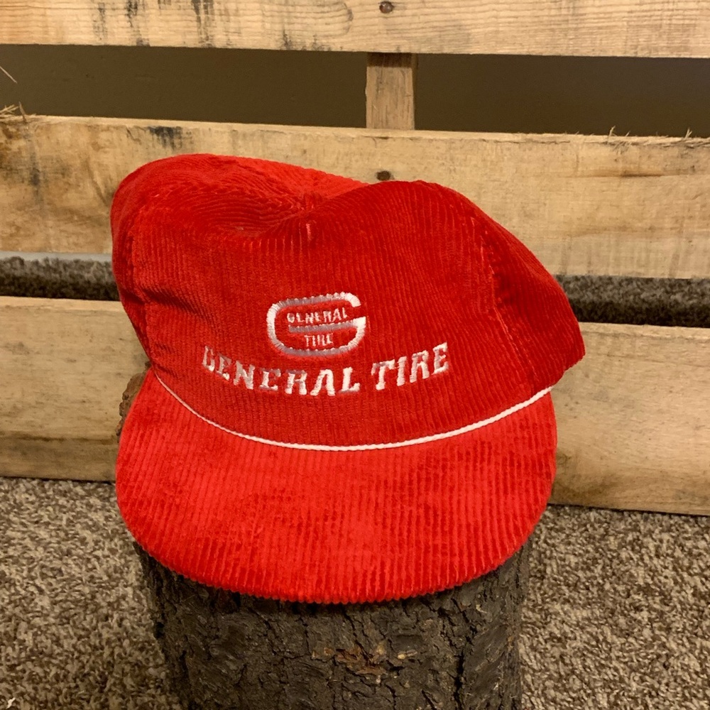 Vintage red corduroy hat general tire